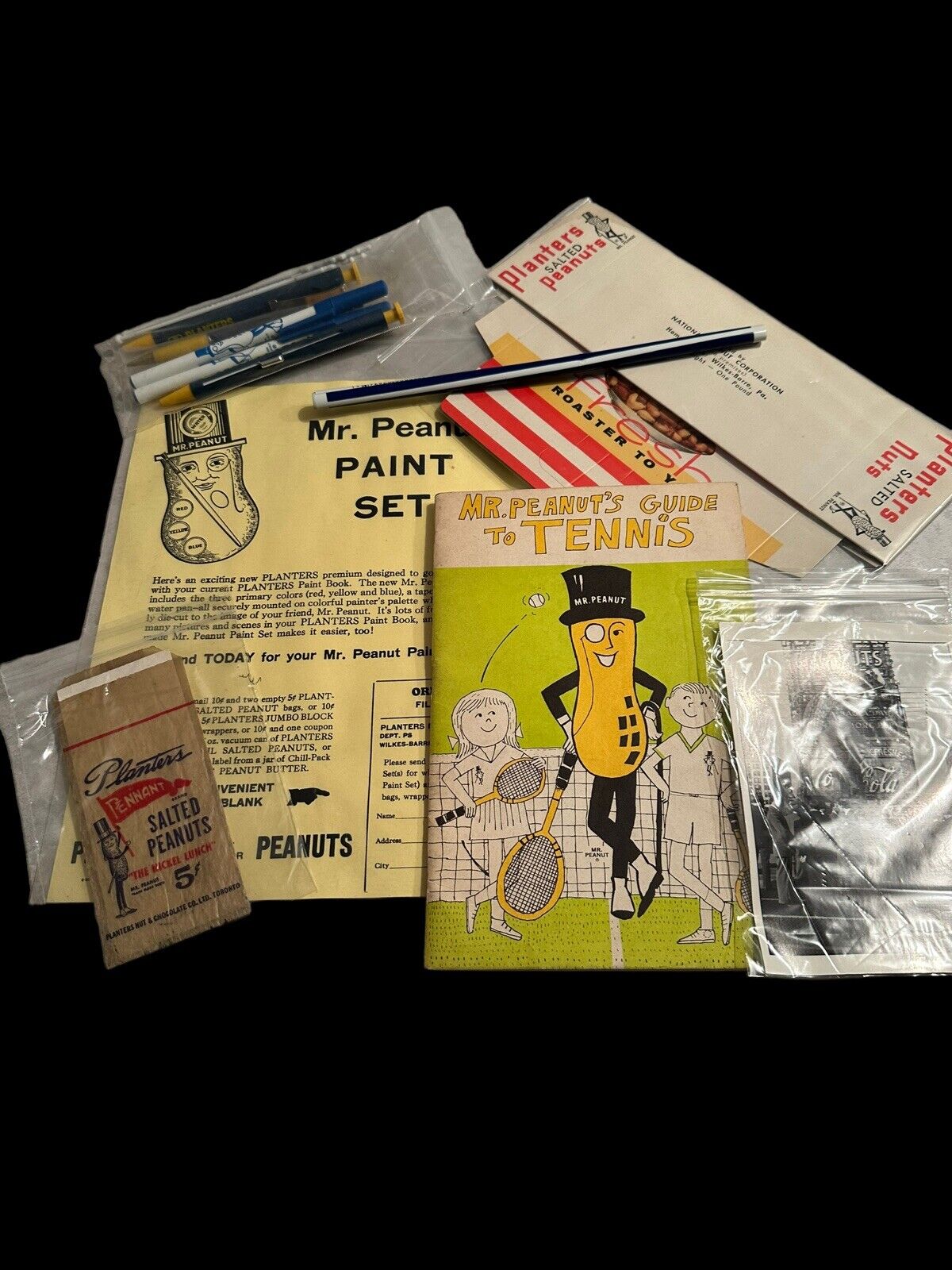 Lot of Planter Peanuts Items - Advertising, Books, Pens, Postcards, Etc.