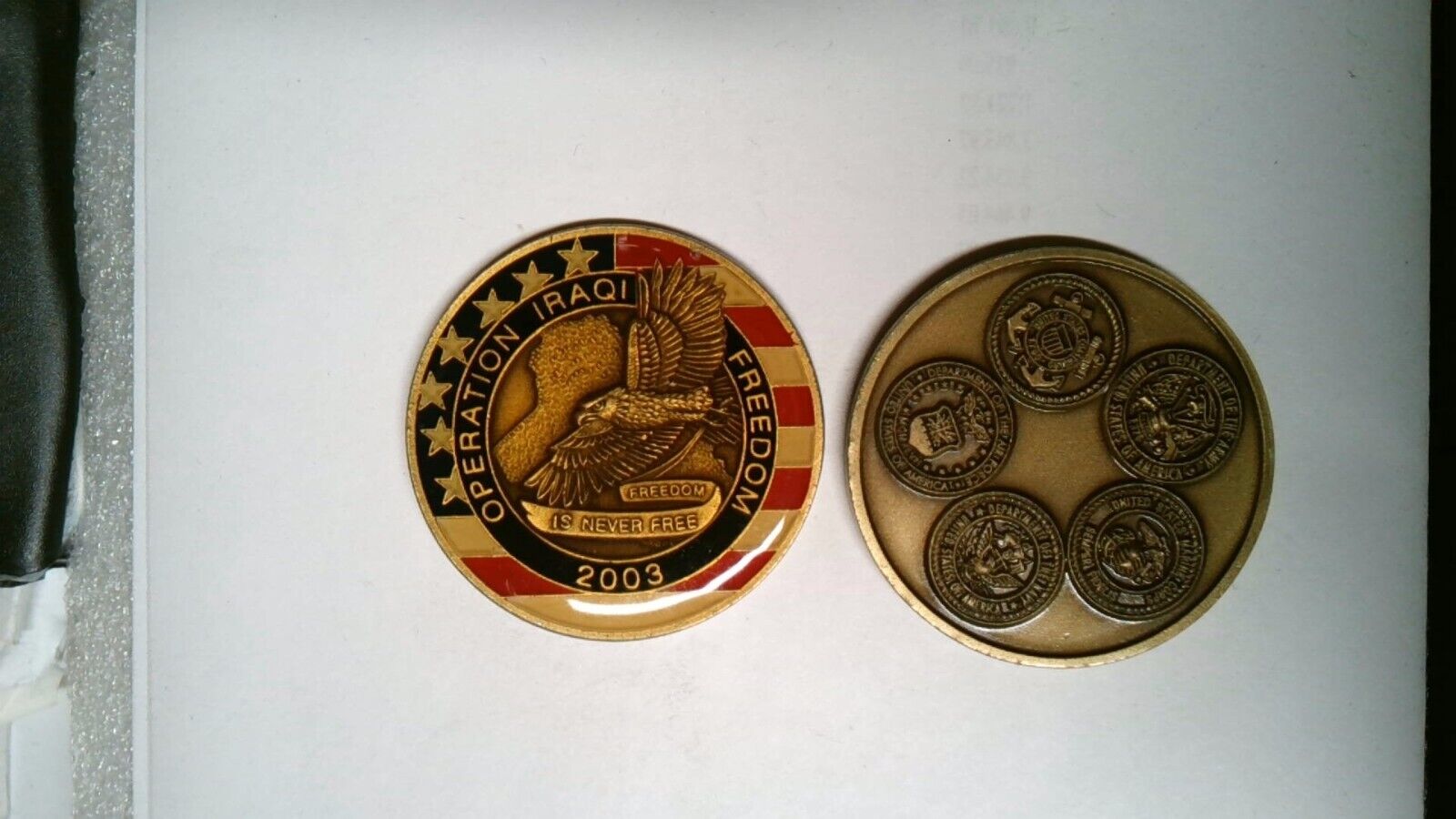 CHALLENGE COIN OPERATION IRAQI FREEDOM 2003 FREEDOM ISNT FREE ALL MILITARY FORCE