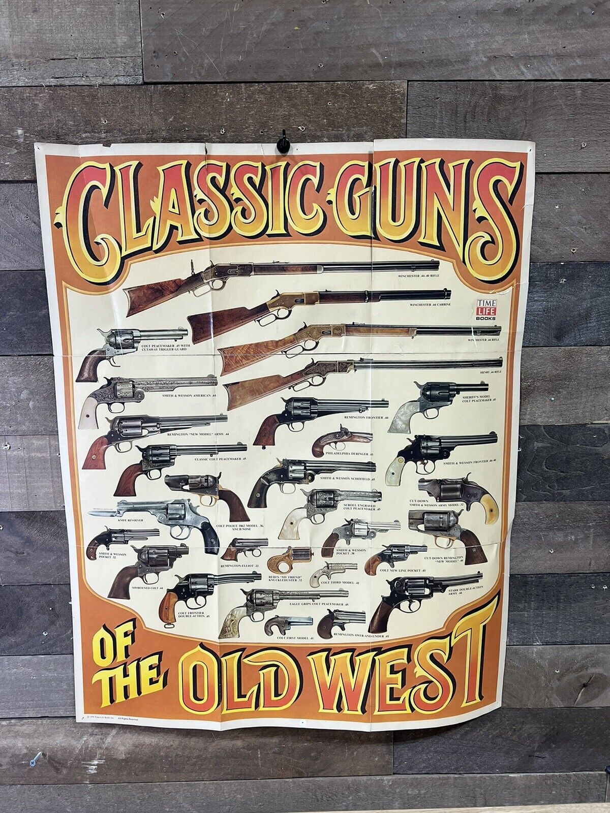 Vintage 1979 Time Life Old West Classic Guns Of The Old West Poster 