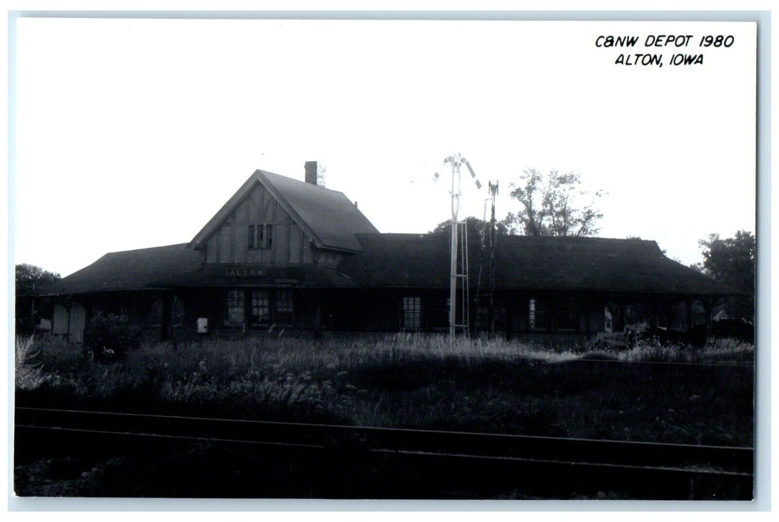 c1980 C&NW Depot Alton Iowa IA Railroad Train Depot Station RPPC Photo Postcard