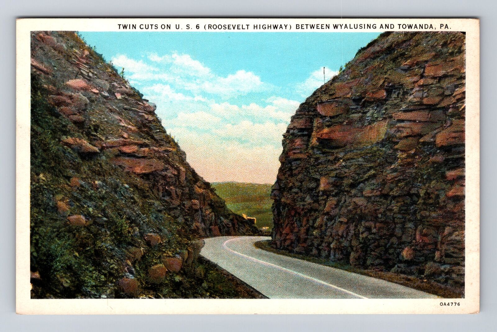 Towanda PA-Pennsylvania, Twin Cuts On US 6 Highway, Antique Vintage Postcard