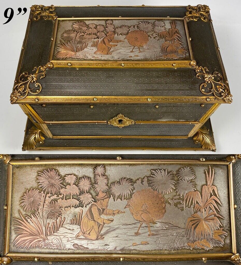 Rare Antique French Chocolatier\'s or Confectioner\'s Presentation Box, Etchd Plaq