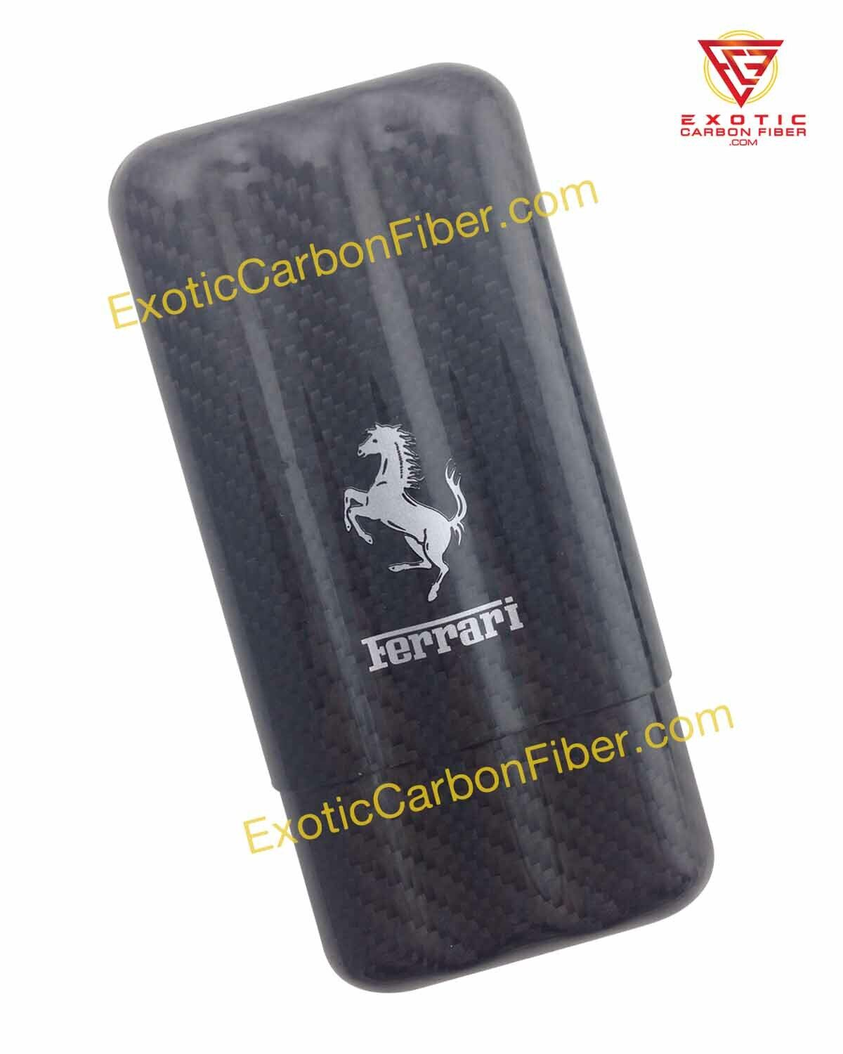 Ferrari Cavallino REAL Carbon Fiber 3 Finger Cigar Case 60 Ring Gauge Size