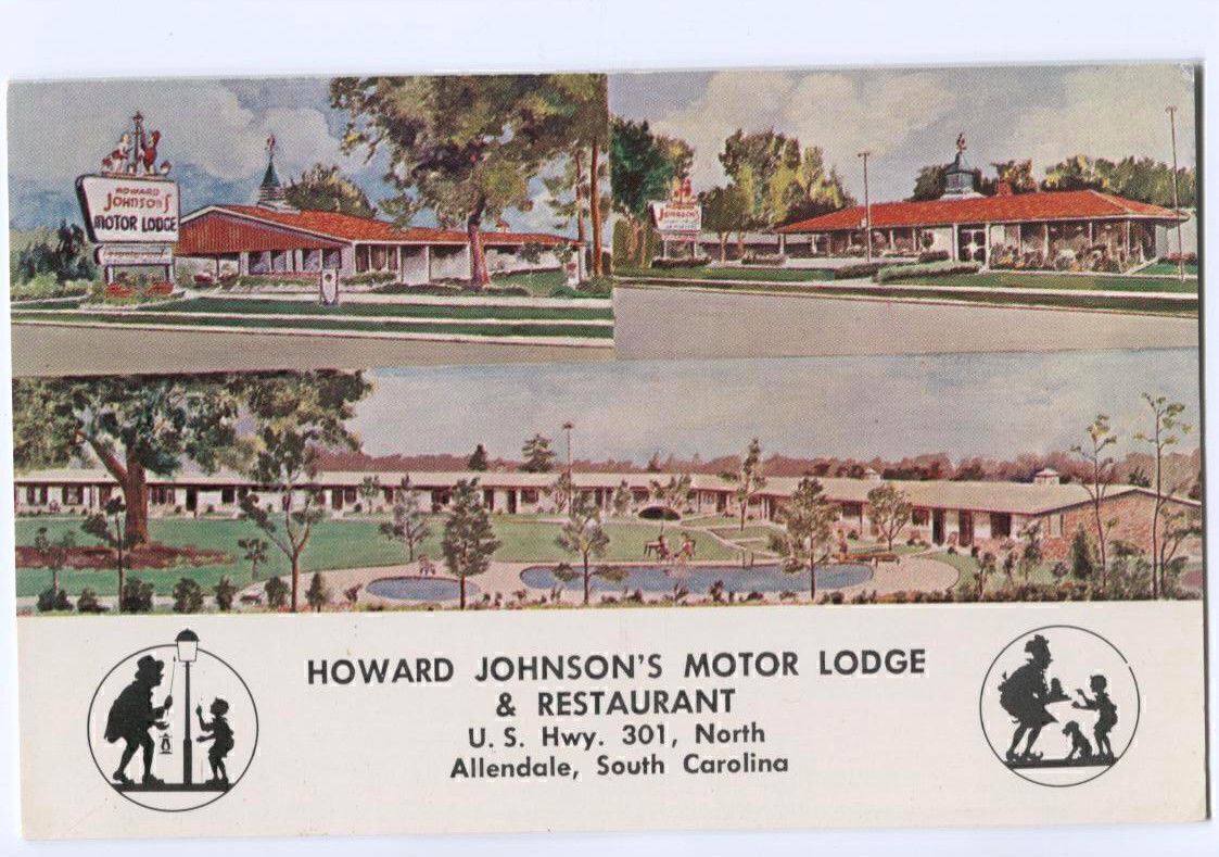 Postcard Howard Johnson's Motor Lodge Allendale South Carolina SC 1960