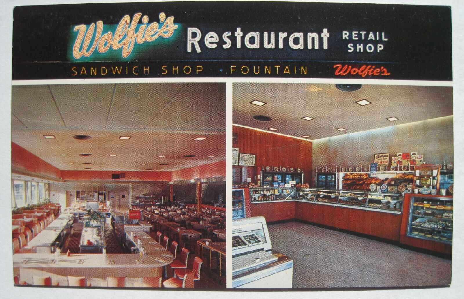 Wolfie\'s Restaurant 2 Interior Views Miami Beach FL Vintage Advertising Postcard