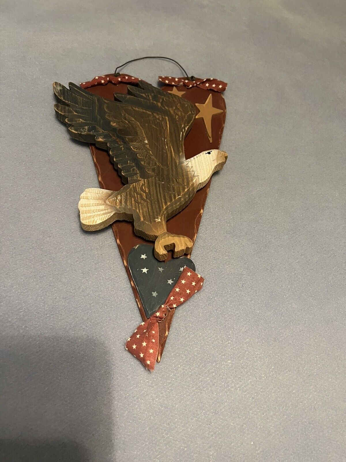 American Eagle Carved Wood Eagle Wall Hanging Size 13 .5 Tall In Time Spring