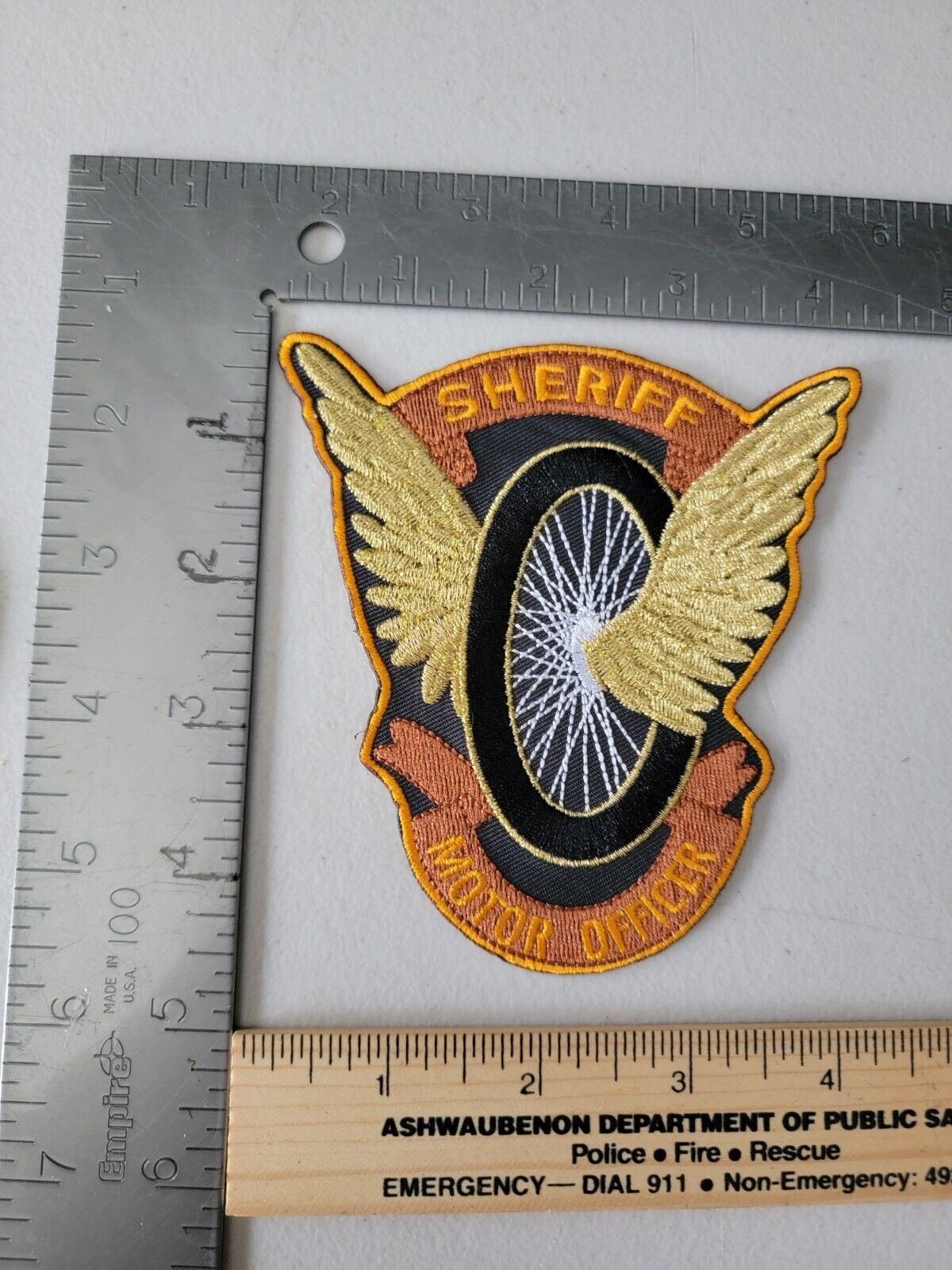 LE9b7 Police patch Sheriff generic motor officer motorcycle unit ?