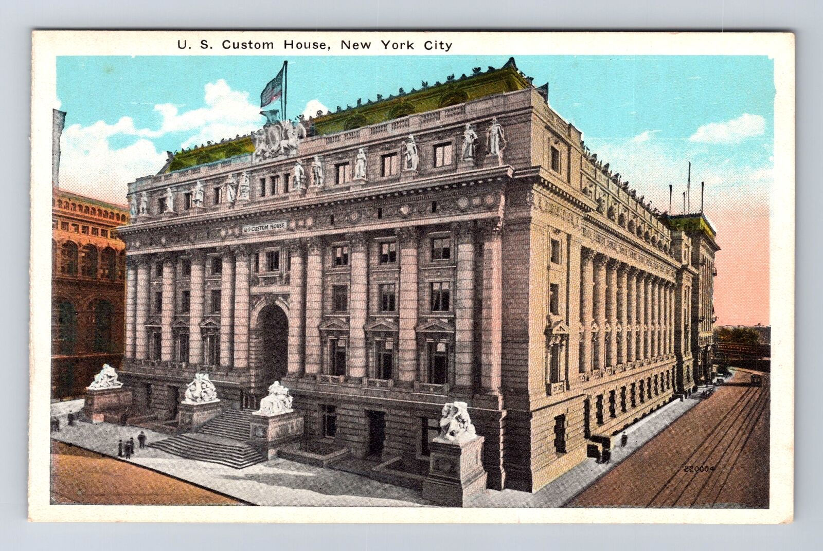 New York City NY, US Custom House, Antique, Vintage Souvenir Postcard