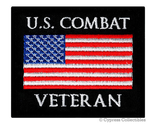 US COMBAT VETERAN PATCH embroidered iron-on MILITARY VET IRAQ AFGHANISTAN EMBLEM