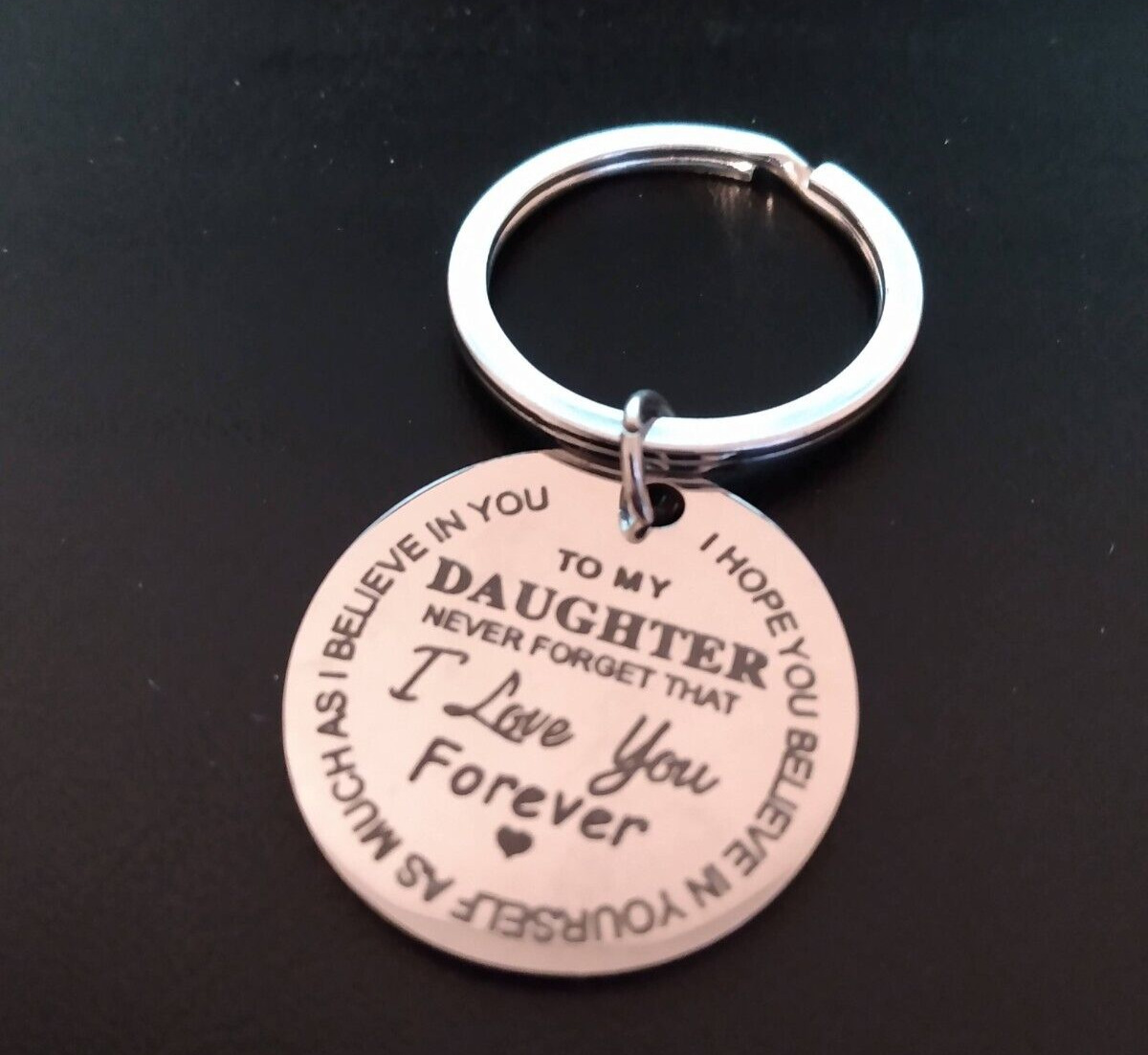 To My Daughter....Silvertone Keyring Charm
