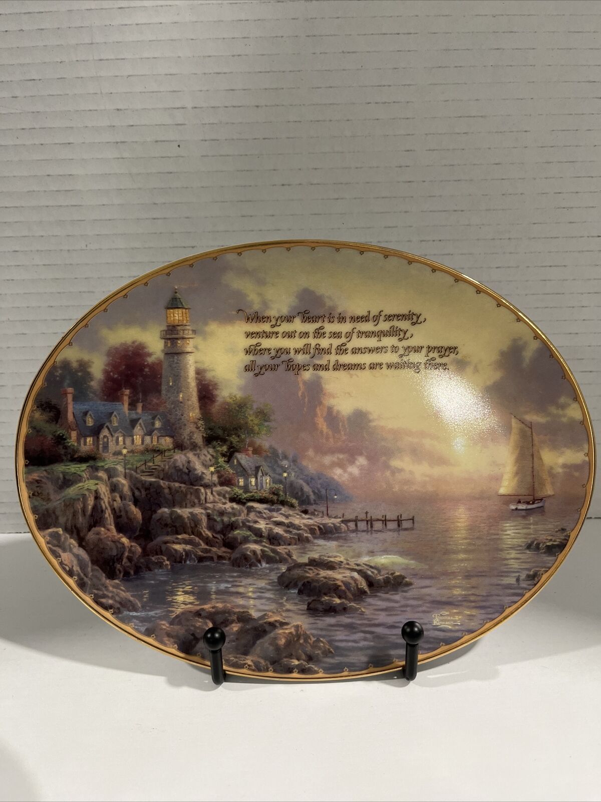 Thomas Kinkade\'s Guiding Lights 8.75x6.75 Porcelain Plate The Sea of Tranquility