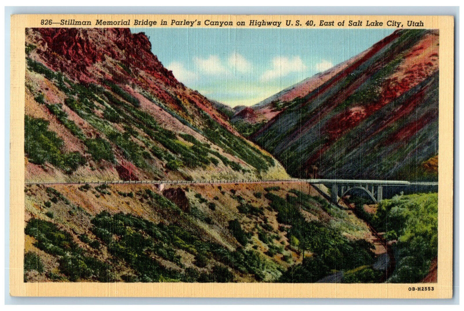 c1940\'s Stillman Memorial Bridge in Parley\'s Canyon Salt Lake City UT Postcard