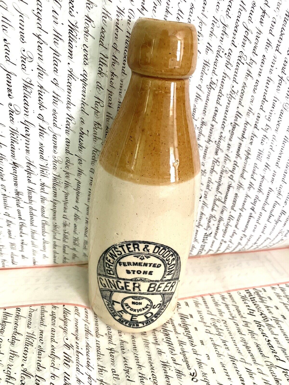 Rare Victorian Price Fermented Stone Ware Ginger Beer Bottle Brewster & Dodgson