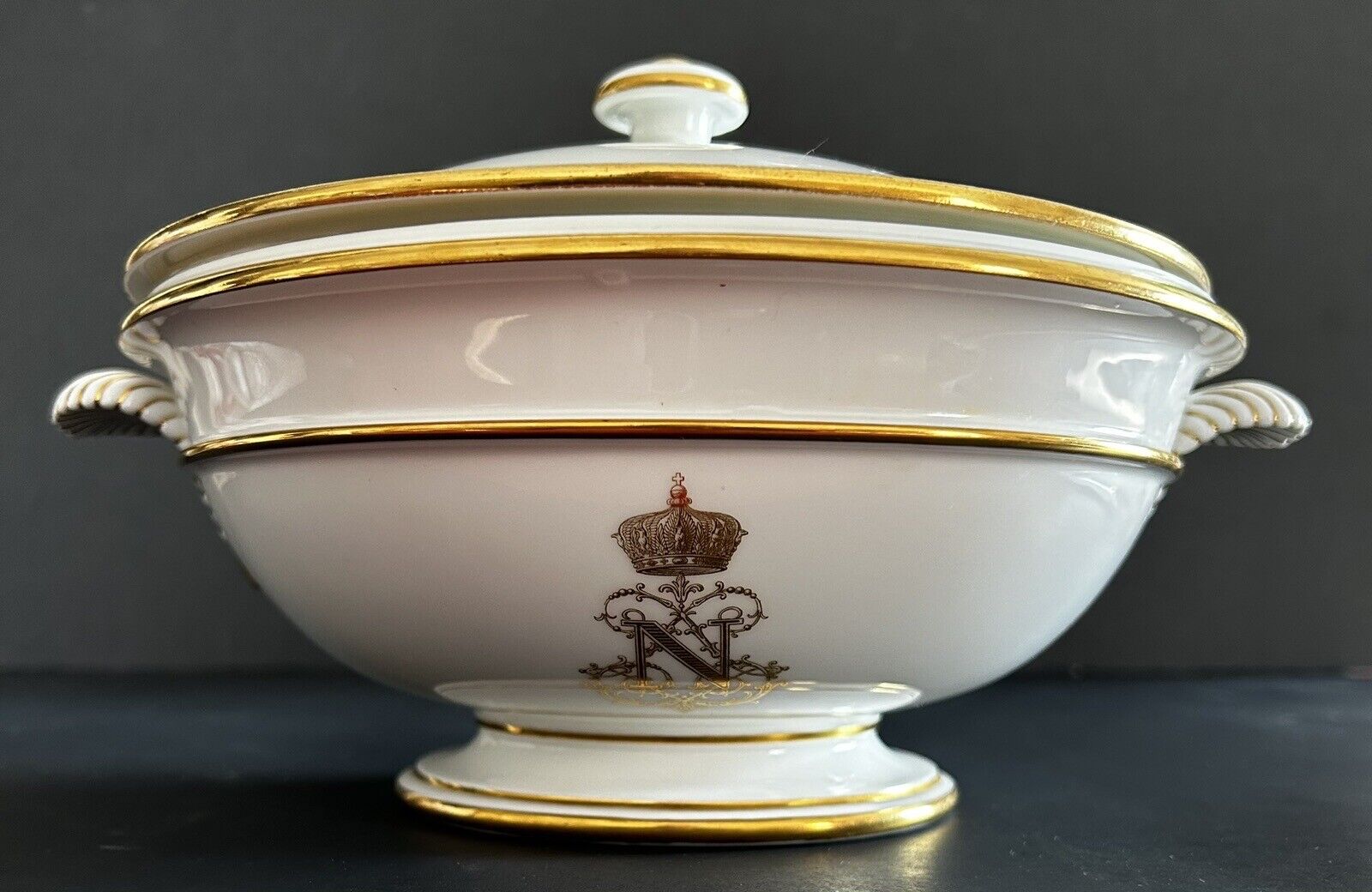 1865 French Sevres Porcelain Napoleon III Compote / Serving Dish with Cover