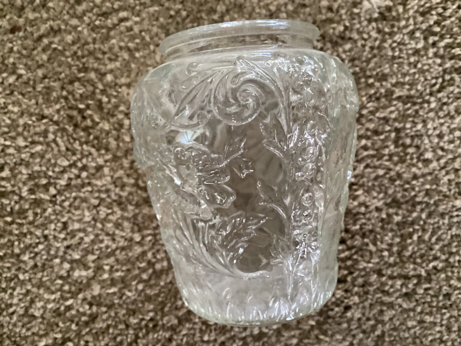 Vintage/Antique Clear Glass Floral Butterfly Embossed Vase - Goofus? - 4\