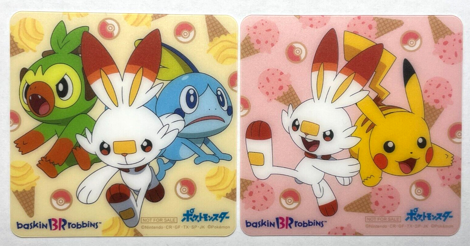 Pikachu Scorbunny Sobble Grookey Pokemon Coaster Card Baskin-Robbins Japanese
