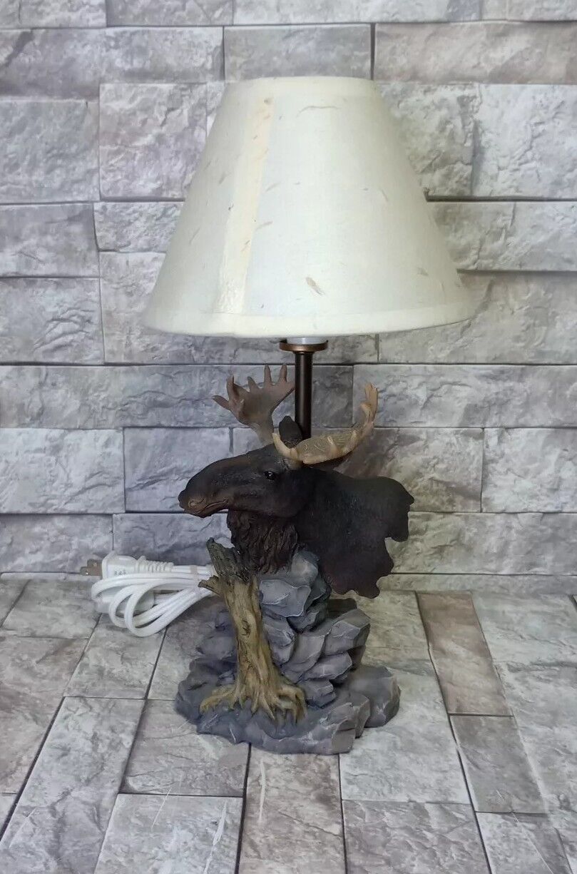 Vintage Moose Table Lamp With Shade Herco Gift