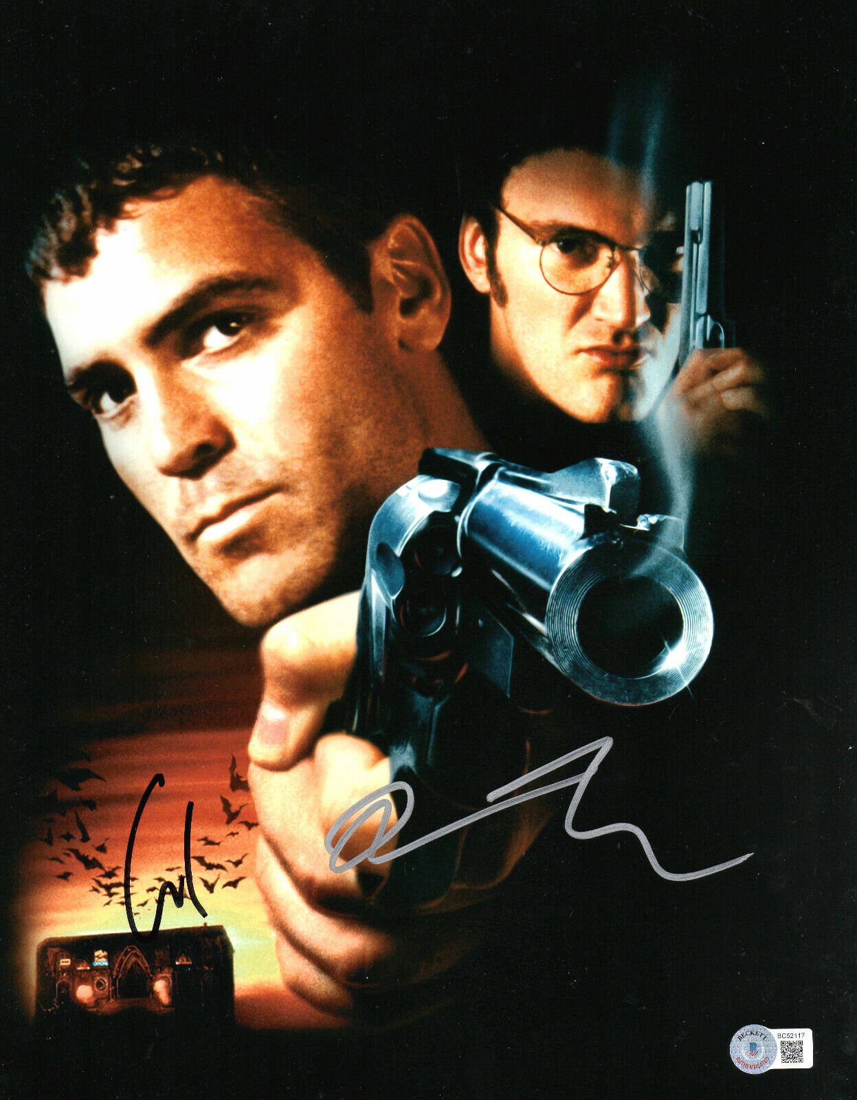 GEORGE CLOONEY QUENTIN TARANTINO SIGNED FROM DUSK TILL DAWN 11X14 PHOTO BAS 1