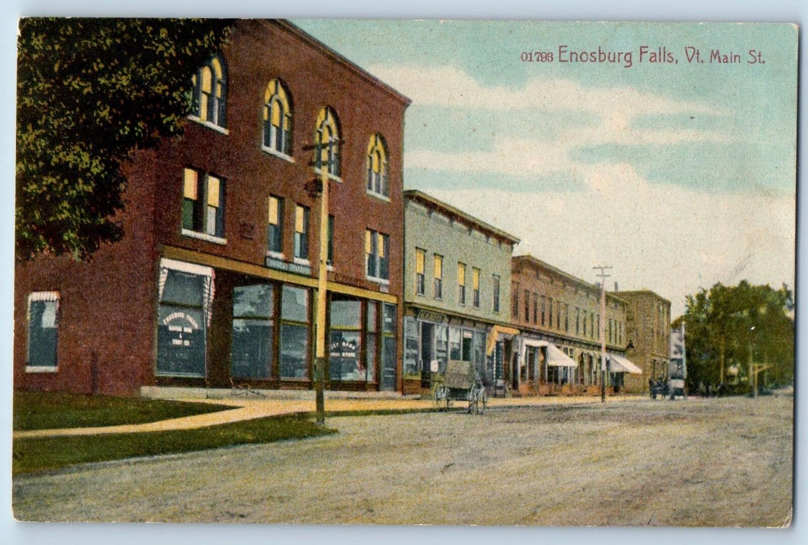 Enosburg Falls Vermont VT Postcard Main Street Business Section 1908 Antique