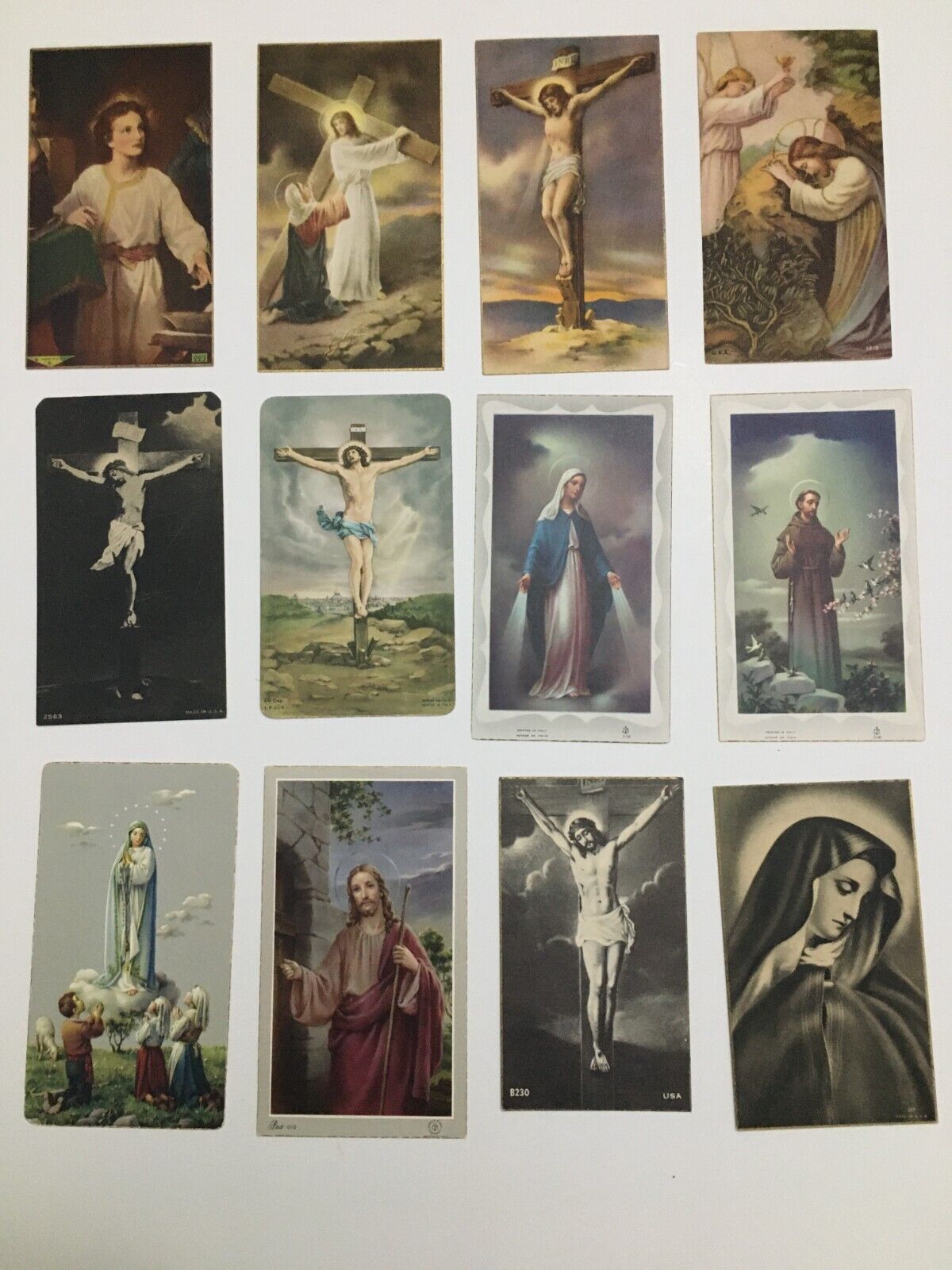 12 Vintage Catholic Holy Cards - death/funeral remembrance - 1940's -1960's