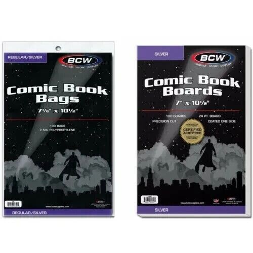 BCW Silver Comic Book Bags (Regular) and Backing Boards (100 pack) Acid Free
