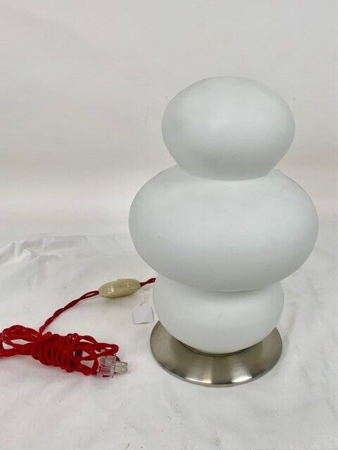 1980s Vintage Italian Milk Glass Lamp, with inline switch on red twist cordo