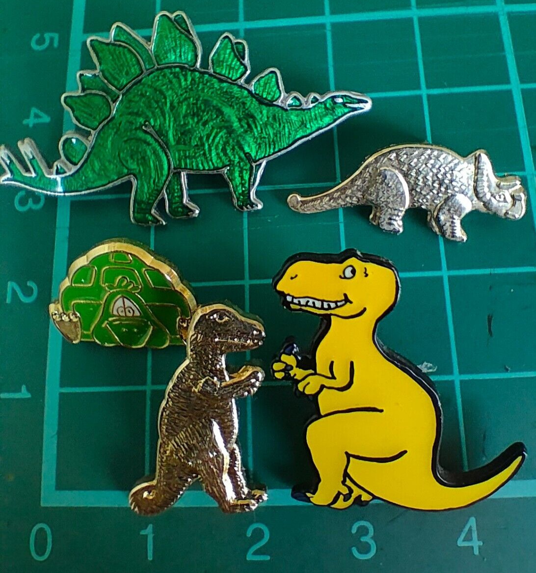 Collection 5 Vintage Dinosaur Pin Badges T-Rex job lot