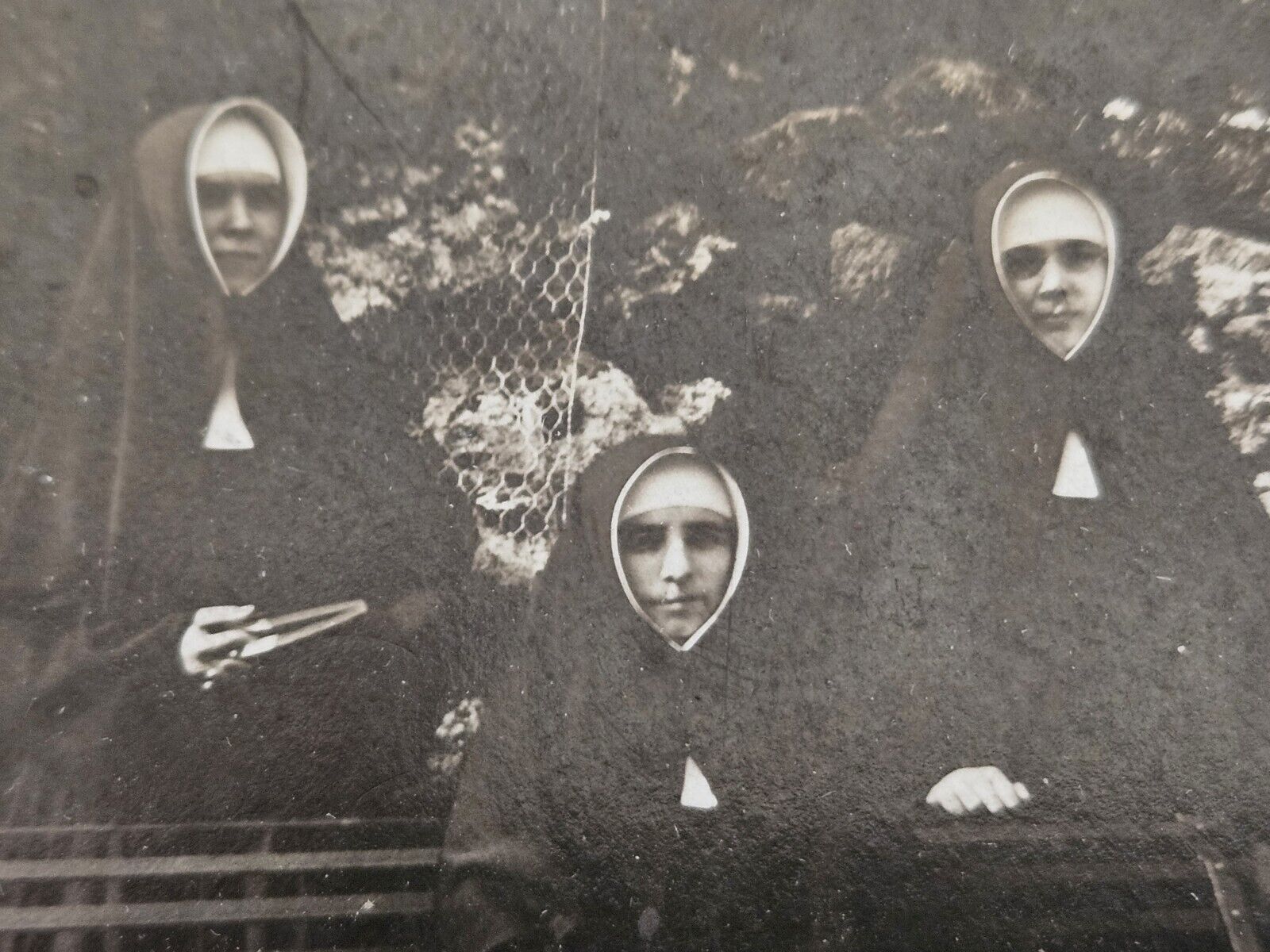 Antique Photo Of 3 Nuns. Kinda Creepy. Photo On Board. 