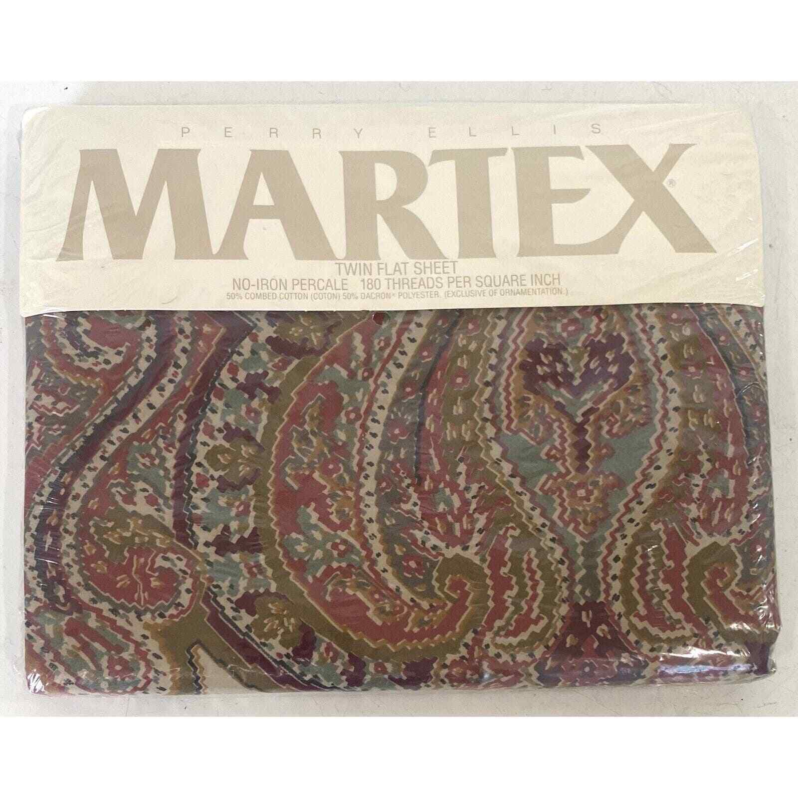 Vintage Perry Ellis Martex Twin Flat Sheet Paisley Shawl New In Package