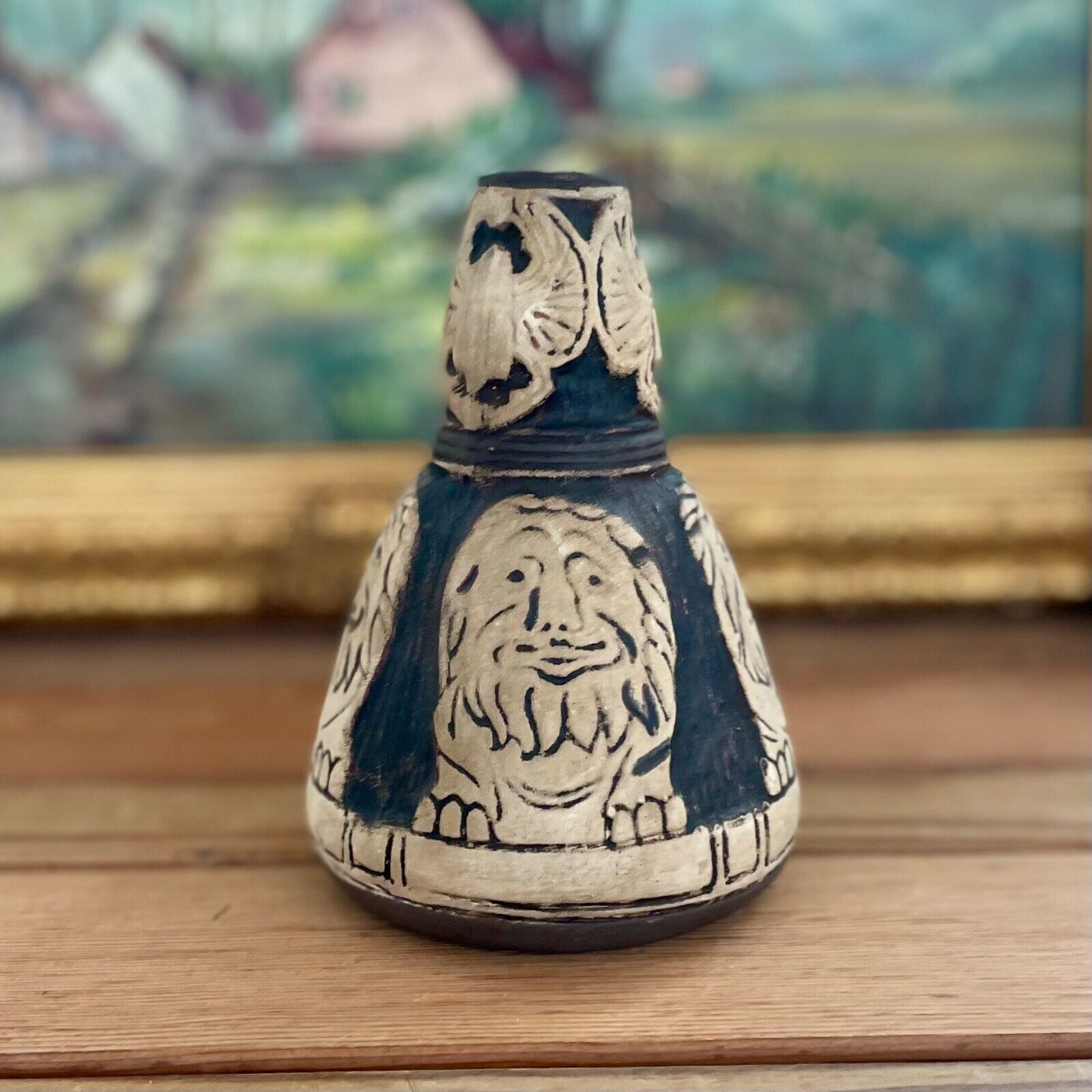 Rare Weller Burntwood Lion Egyptian Vase WW Denslow Wizard Of Oz Pottery Scarab