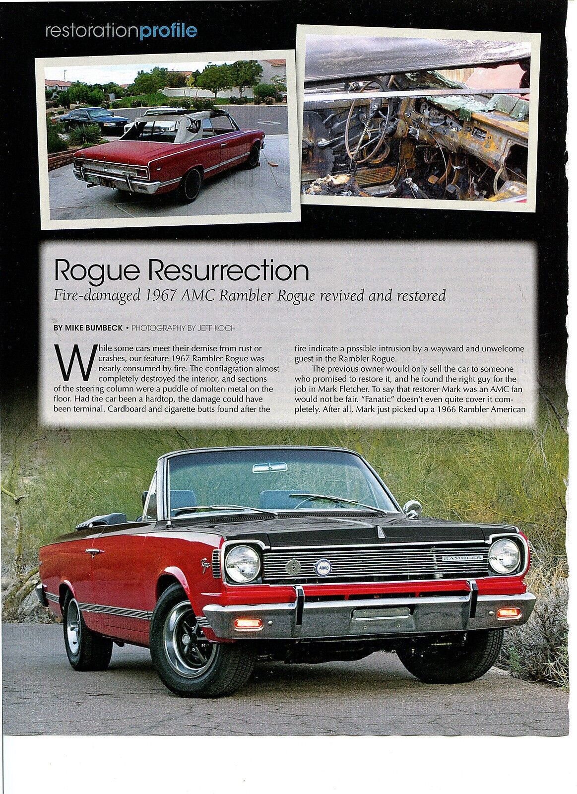 1967 AMC RAMBLER AMERICAN ROGUE CONVERTIBLE V8 RESTORATION 5 PG COLOR Article