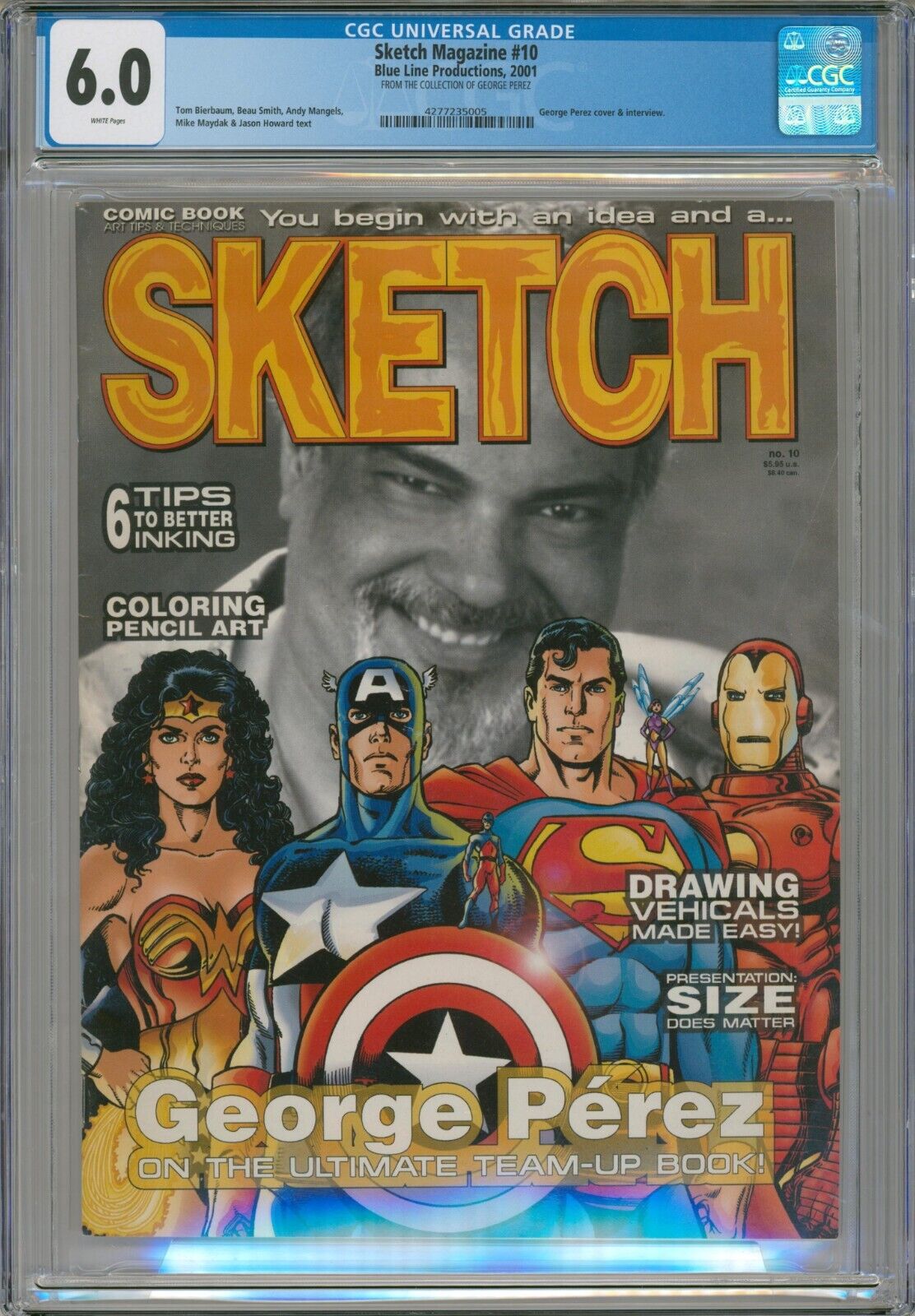George Perez Collection Copy ~ CGC 6.0 Sketch Magazine #10 Wonder Woman Superman