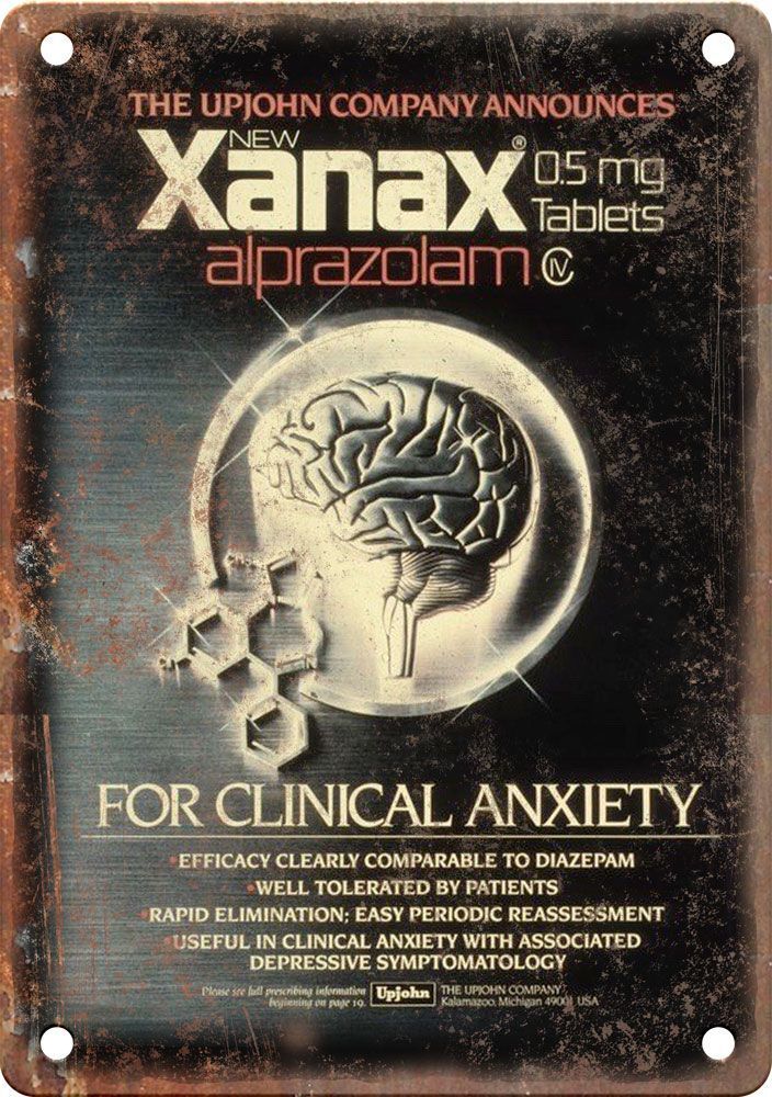 Vintage Upjohn Xanax Drug Magazine Ad Reproduction Metal Sign ZG36