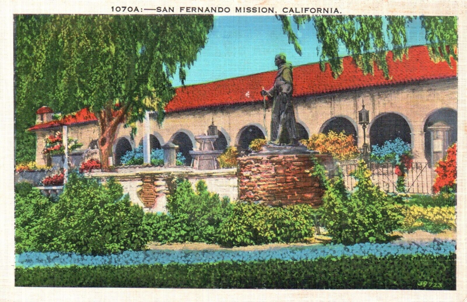 Postcard CA San Fernando Mission California Linen Antique Old PC Vintage e8342