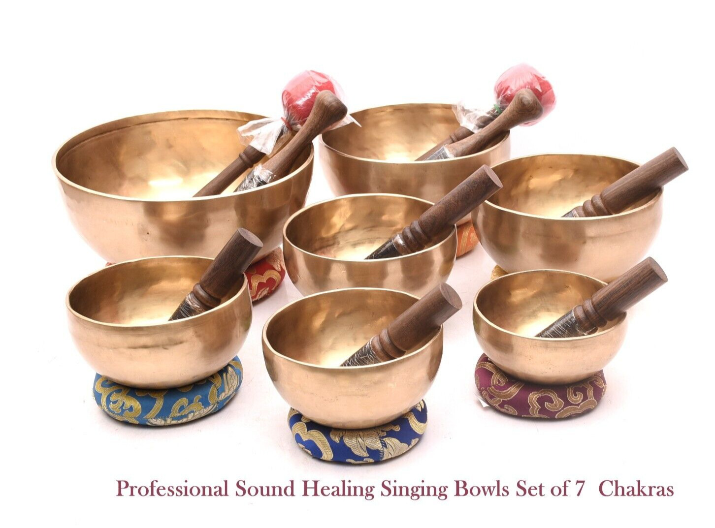 Tibetan Singing Bowl set of 7 - 4 inch to 8 inches chakra singing bowl seven set