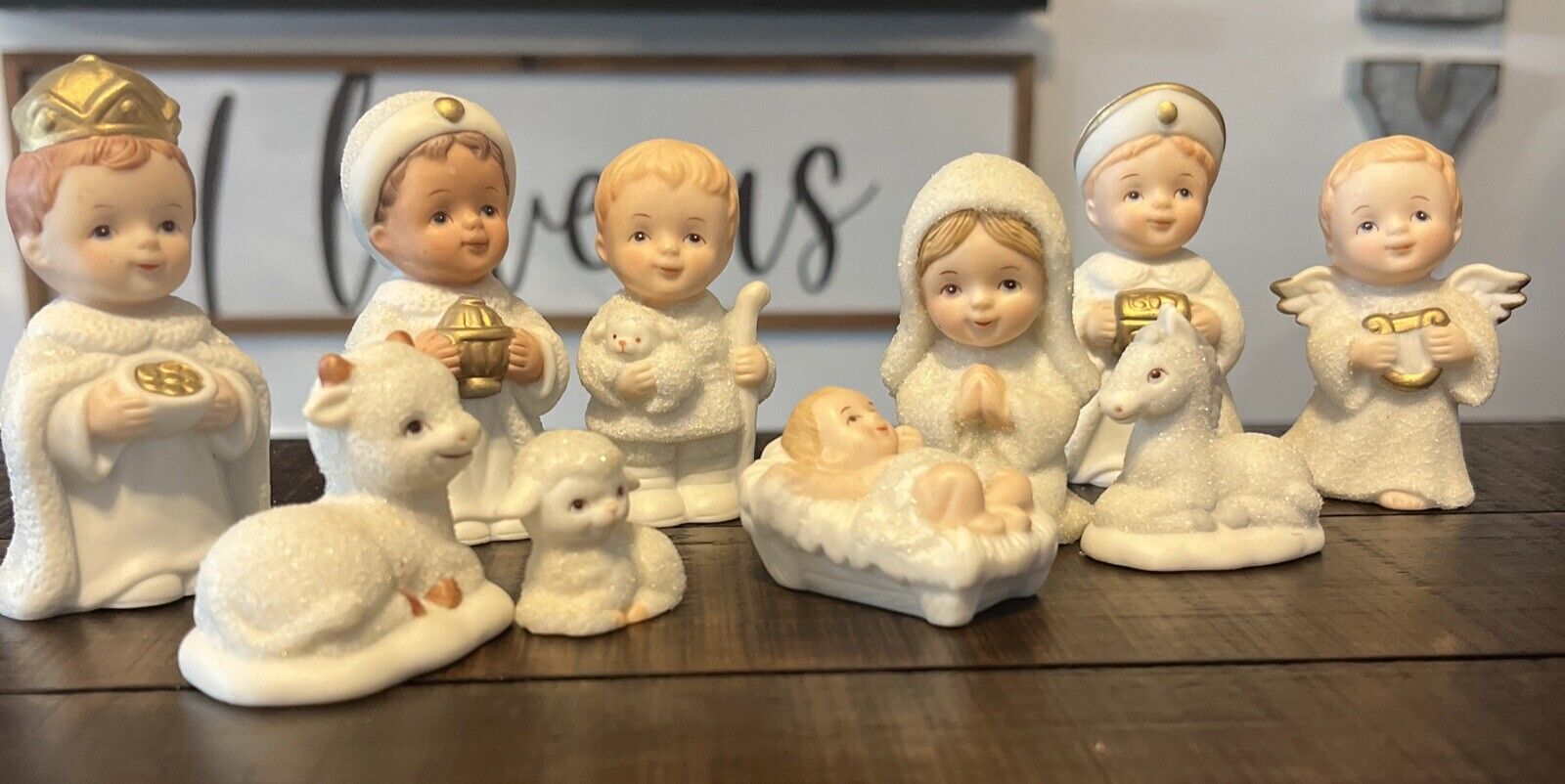 10 Pc Homco Nativity Set Christmas Home Interiors White figurines VINTAGE Xmas