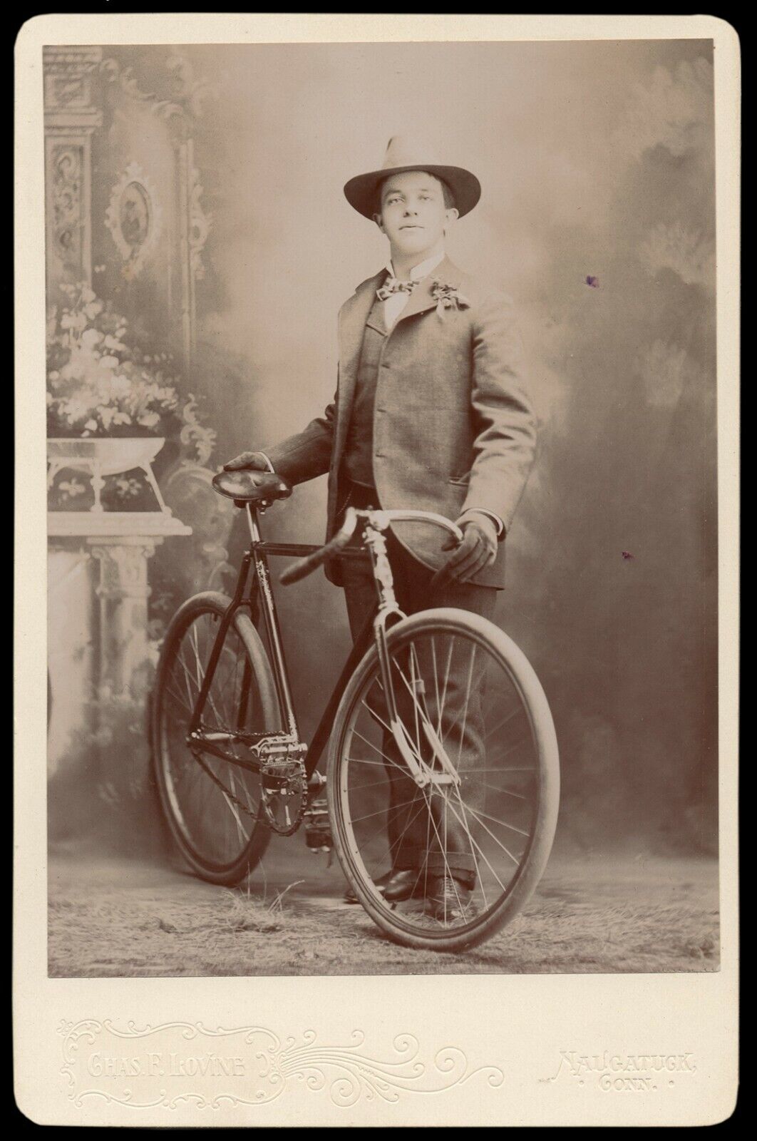 1890\'s Cabinet Card of Dapper Naugatuck Conn Bicycle Club Member by C. F. Lovine