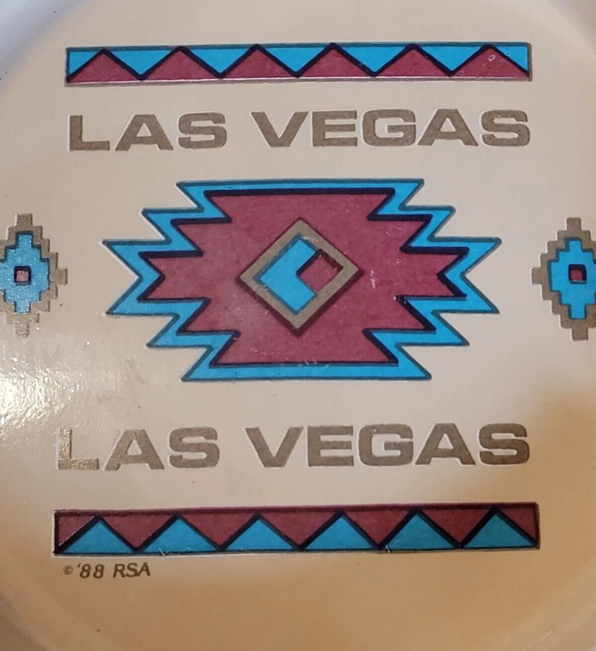 Vintage Ashtray Las Vegas Nevada 1988 Rare Cream Colored Native American Cracked