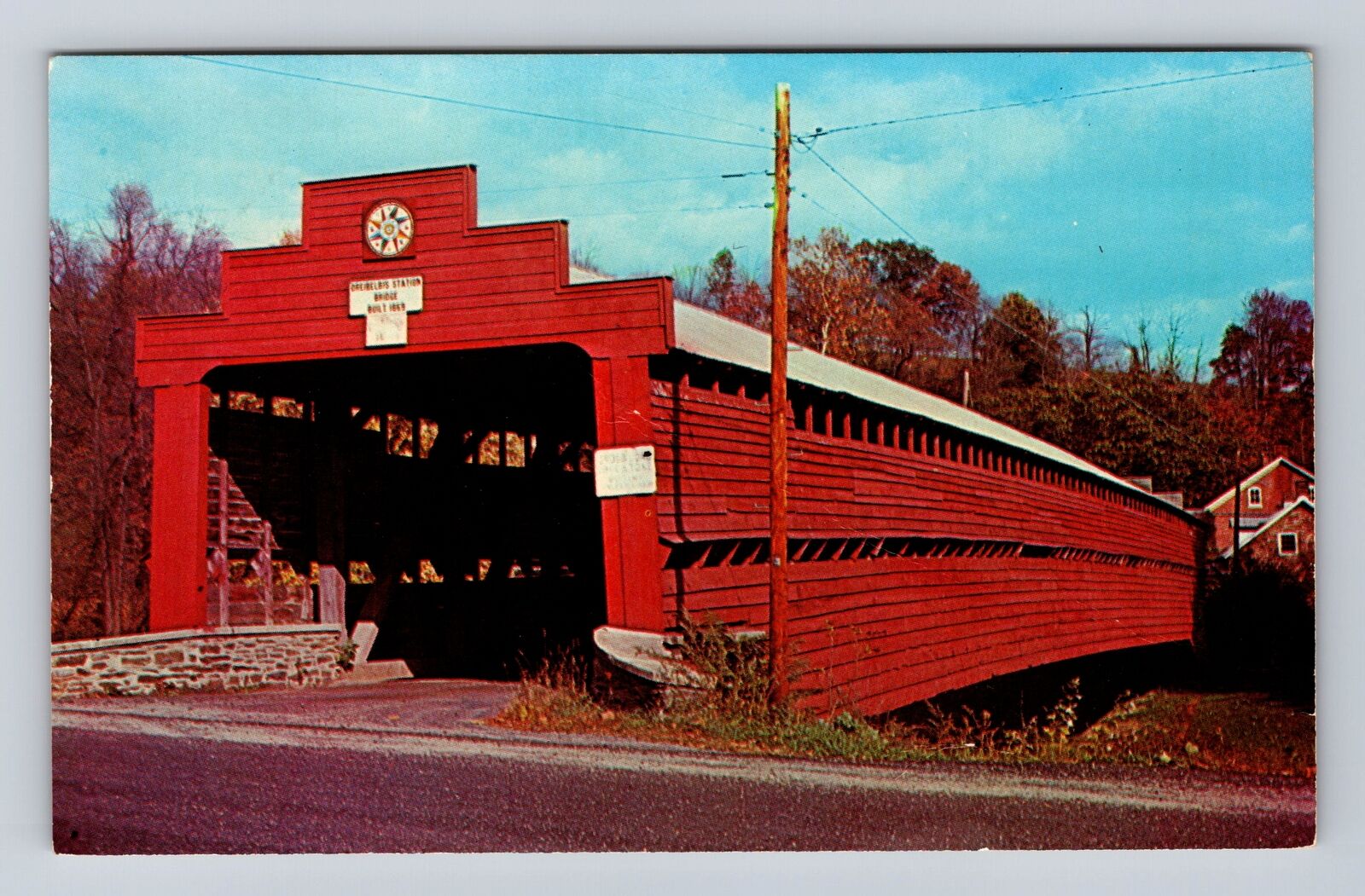 Dreibelbis Station PA-Pennsylvania, Covered Bridge, Greetings Vintage Postcard