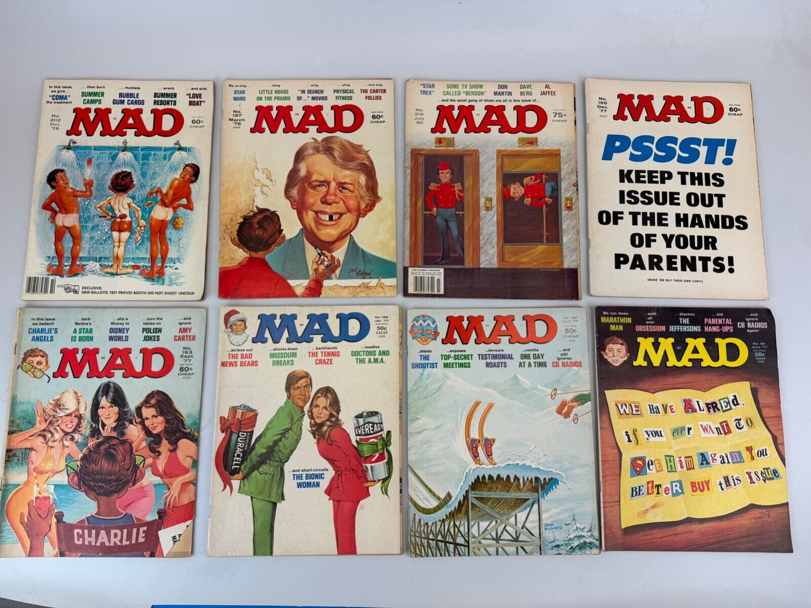 Mad Magazine 1977-80 * Lot of 8 Vintage Magazines * Good Condition