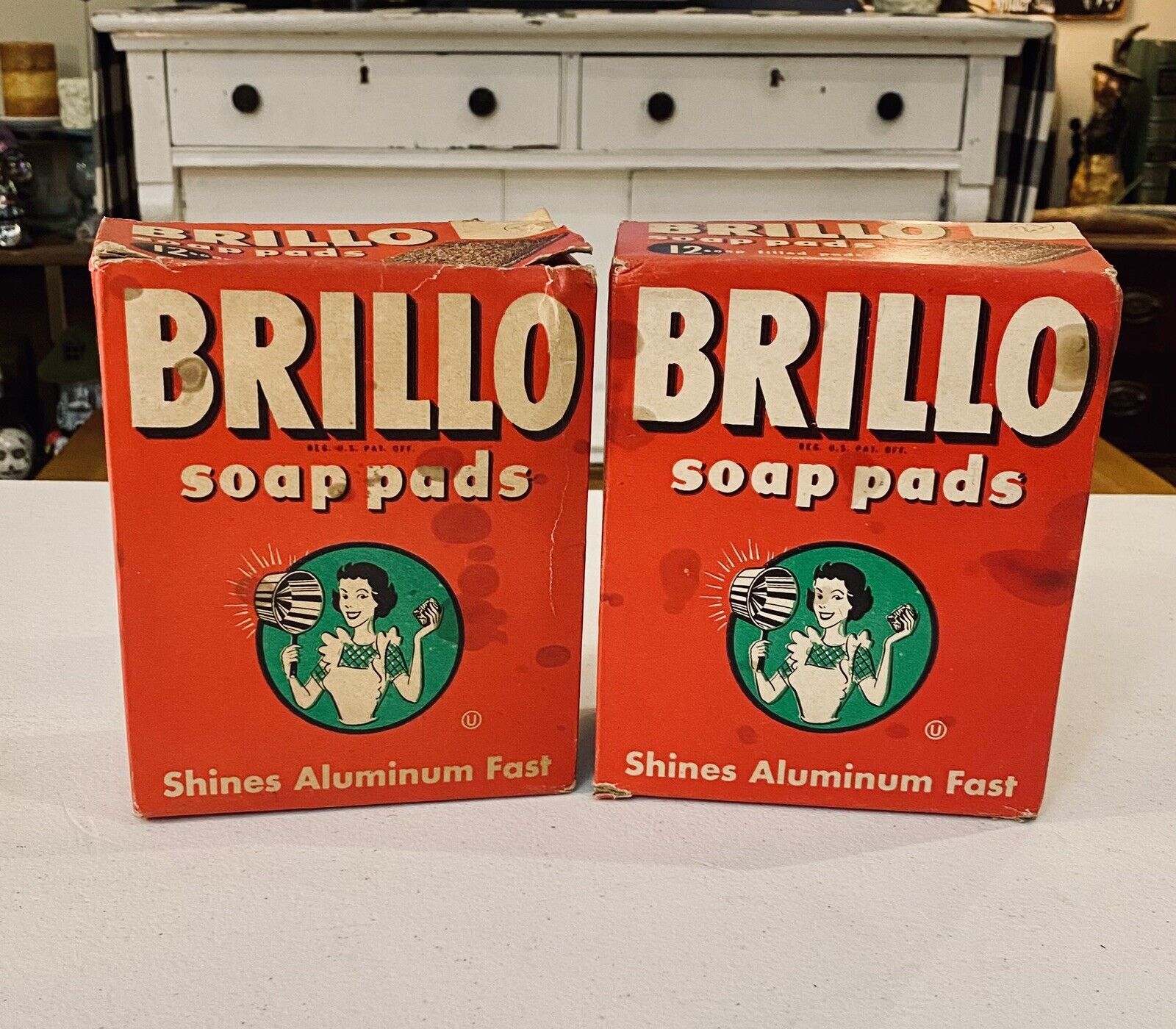 Vintage 1950s Brillo Soap Pads Lot of 2 Unopened Boxes - 12 Large Size per Box