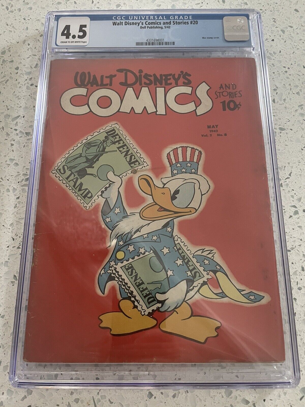 Walt Disney\'s Comics and Stories #20 1942 War Stamp Cover CGC 4.5