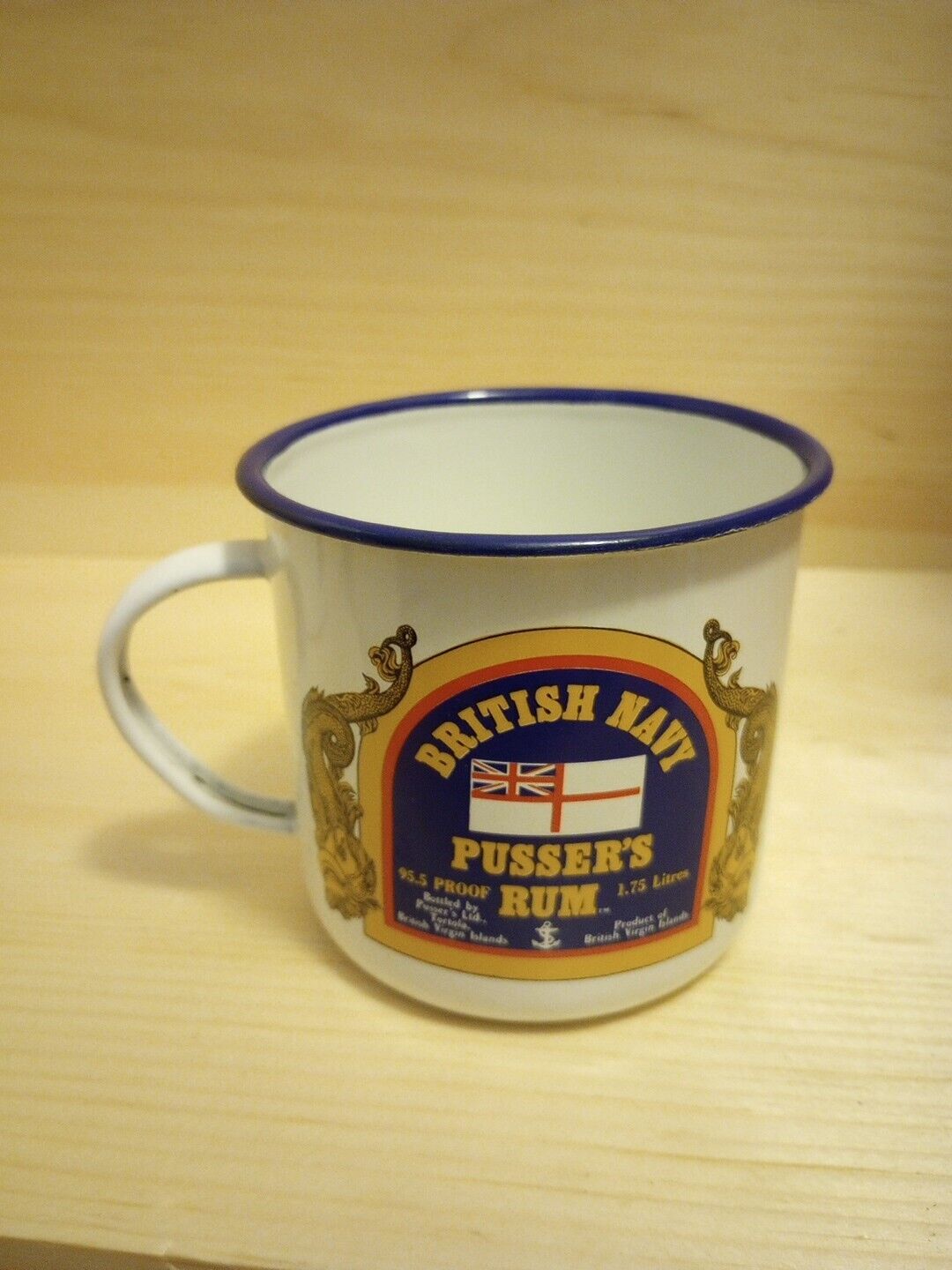 PUSSER\'S RUM British Navy Enamel Tin Mug Cup Royal Navy Traditional Toasts Terms