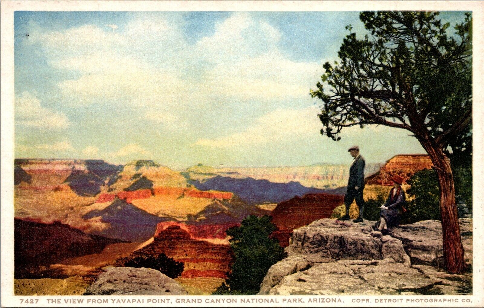 Postcard~Fred Harvey~Grand Canyon~View From Yavapai Point~c1920s~Unposted