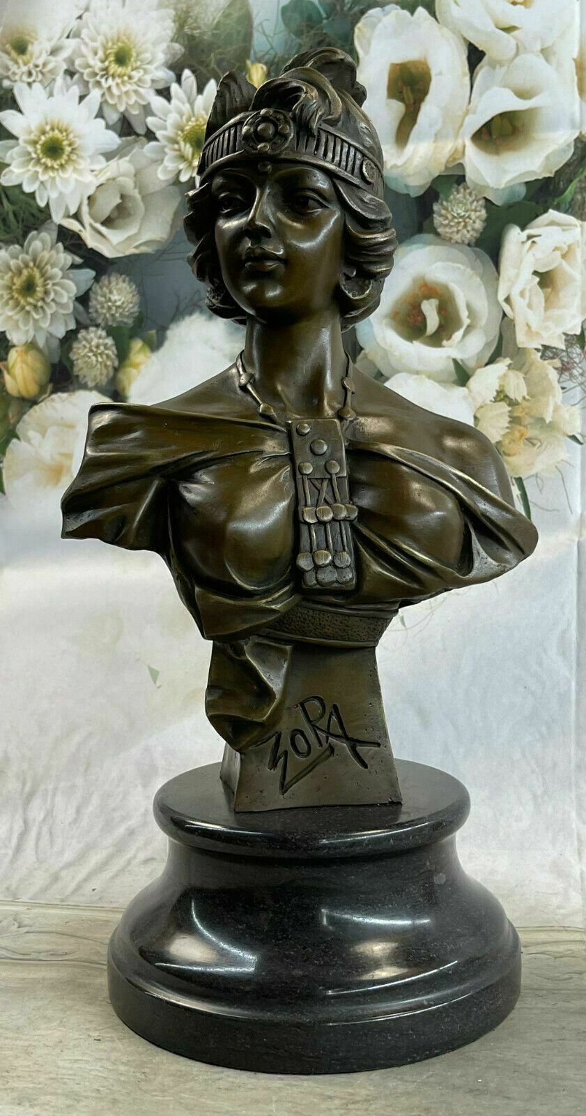 Wonderful Bust Young Lady By Villanis Art Deco Hot Cast Bronze Sculpture Figure