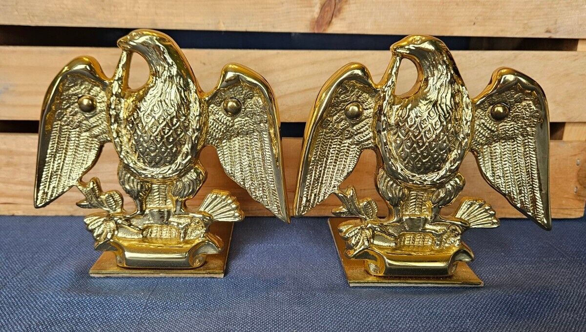 Pair Of Baldwin Brass Eagle Bookends Forged In America 5 1/4\