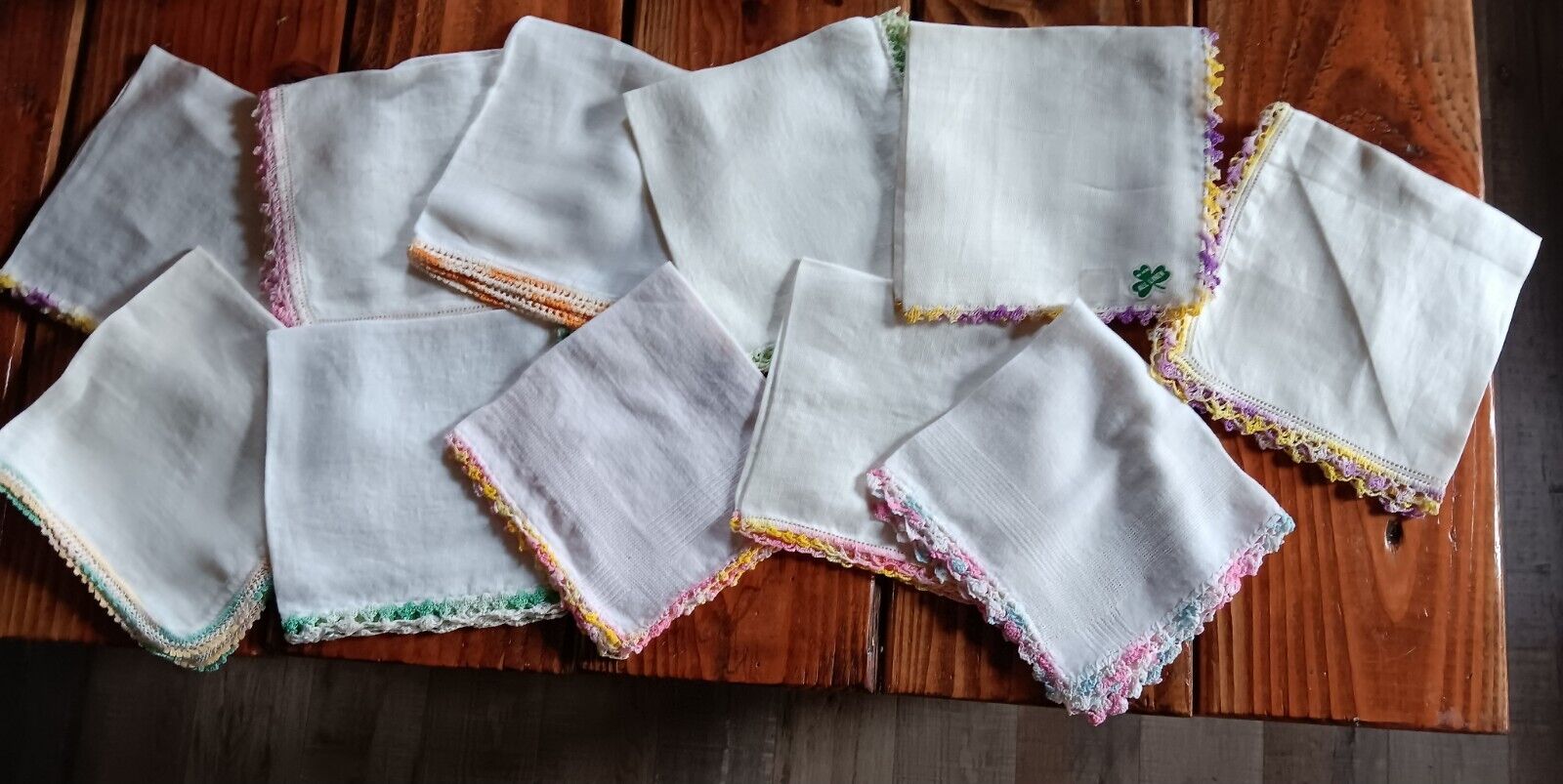 11 Vintage Linen Hankerchiefs With Croch