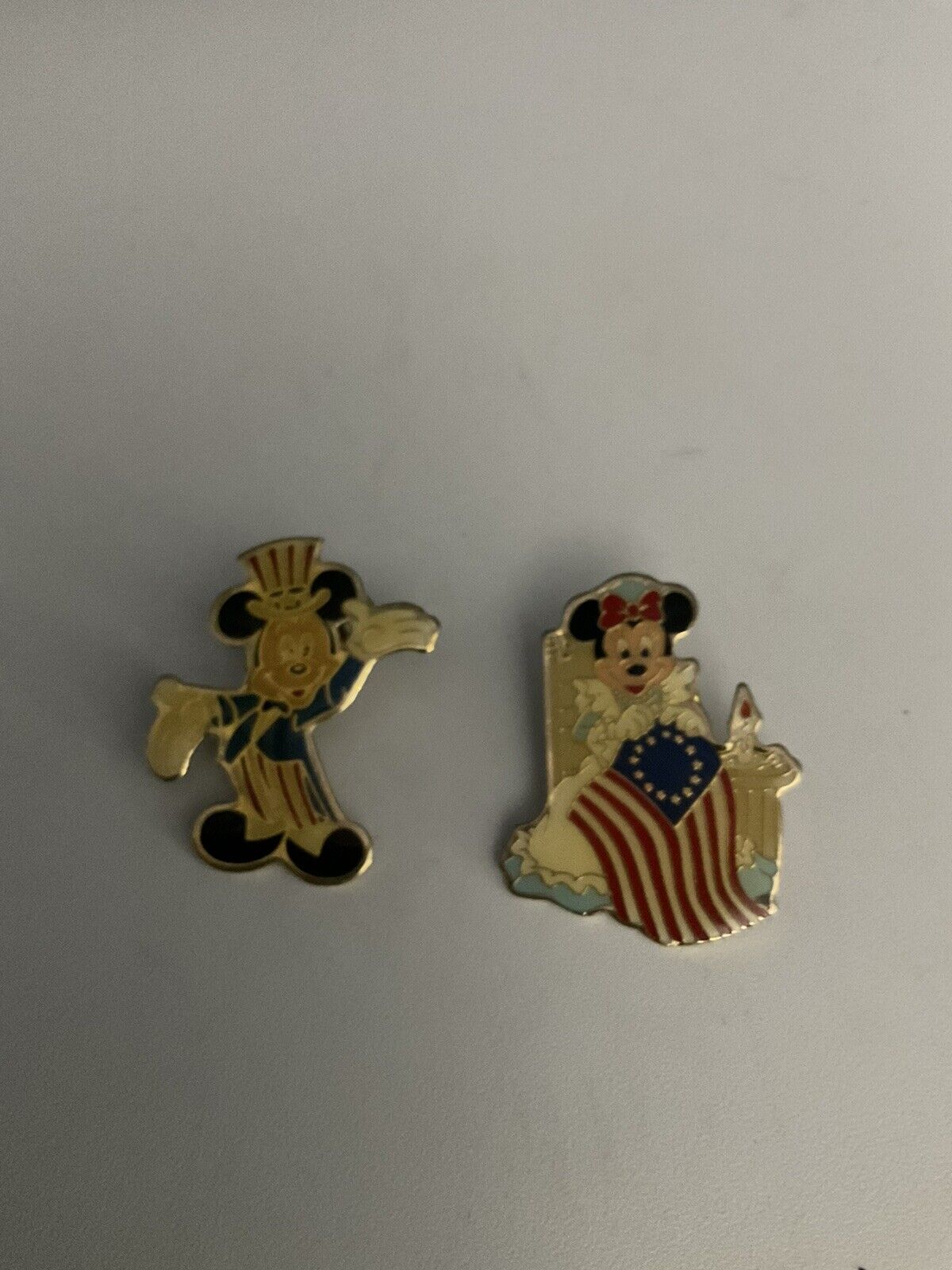 Disneyland Mickey & Minnie Vintage 1989 Patriotic Pins 1 Owner Looks Great Rare