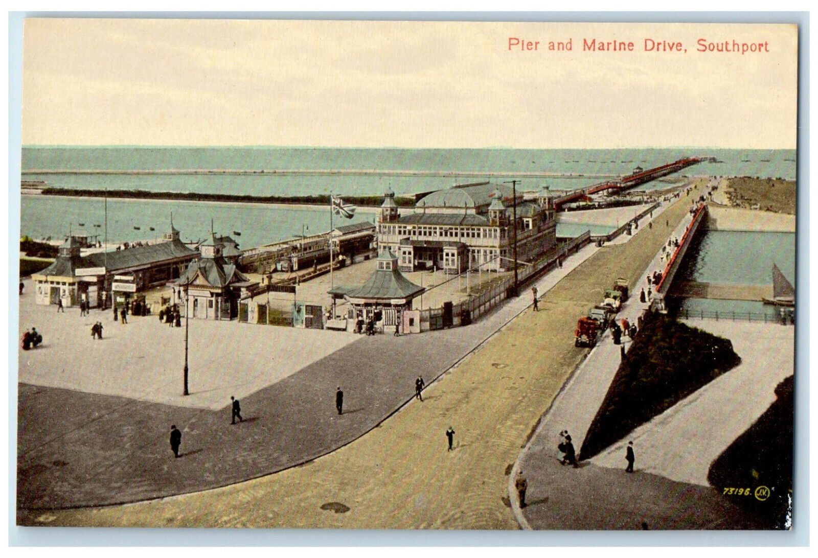 c1910 Pier and Marine Drive Southport Merseyside England Antique Postcard