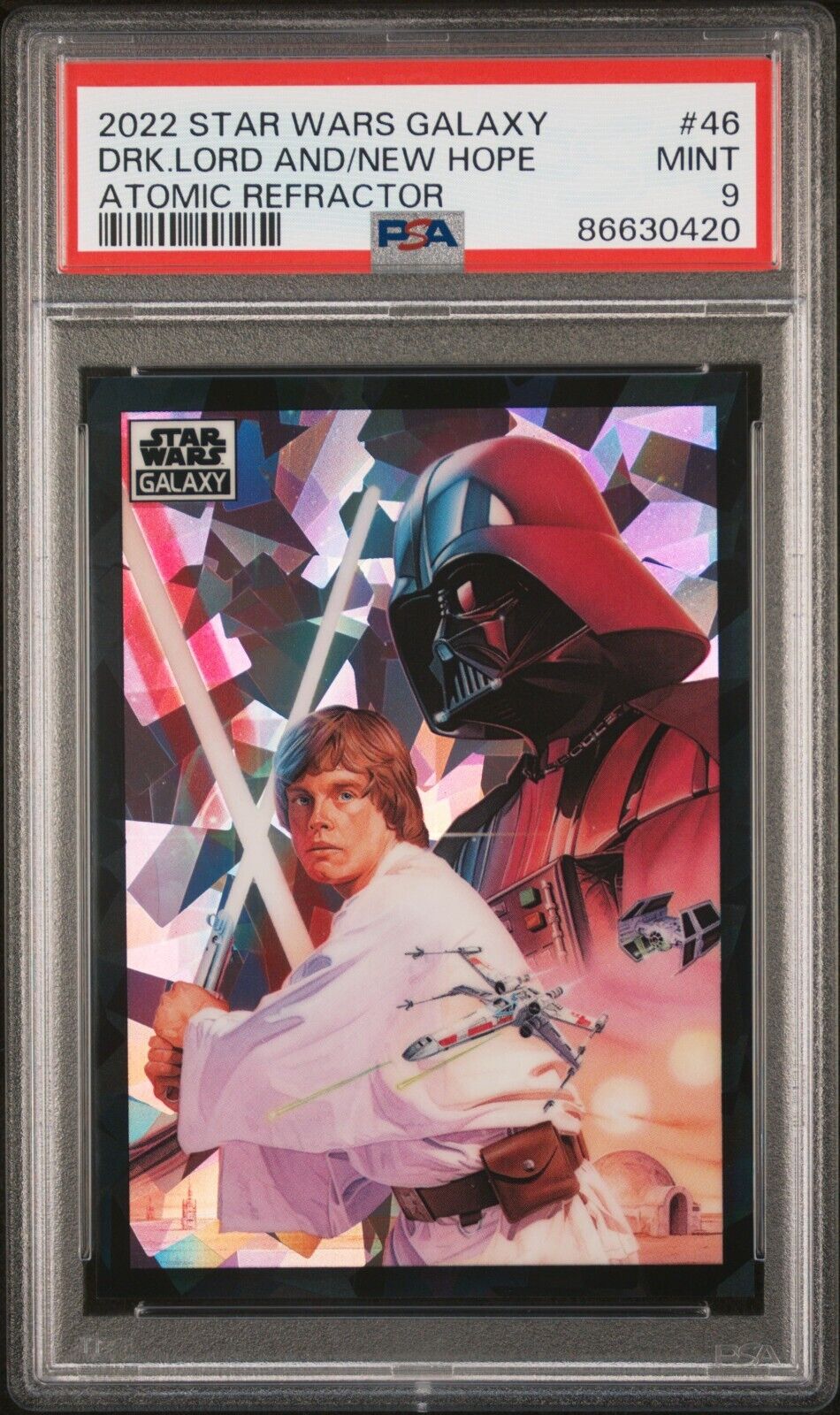 PSA 9 2022 DARK LORD AND A NEW HOPE ATOMIC REFRACTOR TOPPS STAR WARS GALAXY